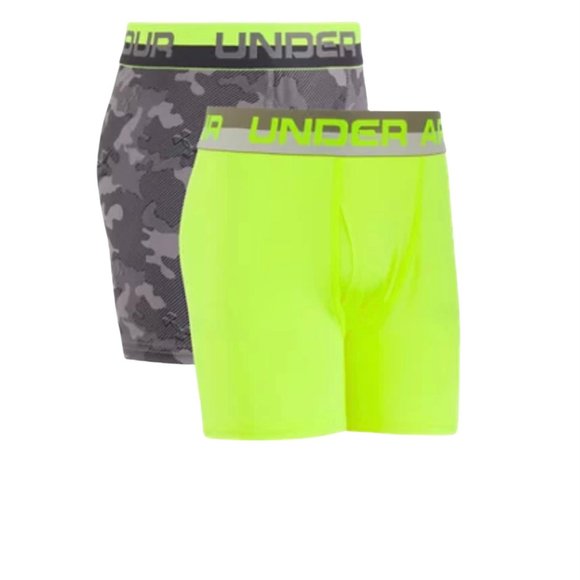 🌿Sale🌿 Under Armour 2 Pack Boys Boxerjock® Original Series Camo Gray Yellow - Picture 7 of 9